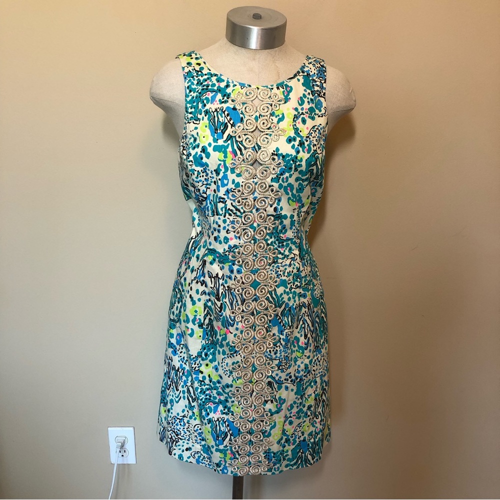 Lilly Pulitzer ember seas oat escapades in the Everglades shift dress cutout